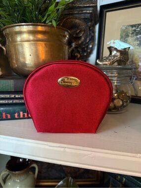 Christian Dior Red Satin Cosmetic Pouch